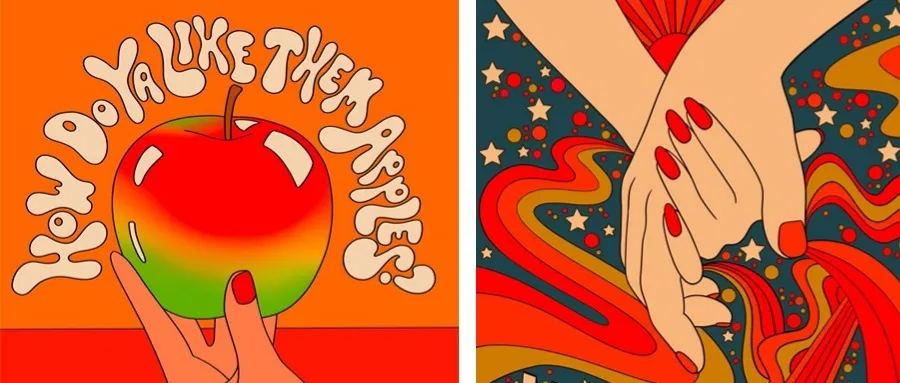 Rainbow 70s Sun等插画